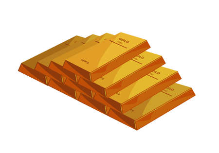 A stack of gold bars. Editable Clip Art.のイラスト素材