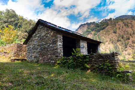 Rural house stone wall in sedi pokhara Nepal