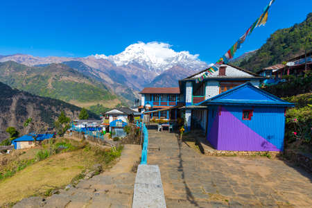 Landruk village seen on the way to Annapurna base camp trekking roaut.Landruk Nepall 17-12-2018 12:40:24.078