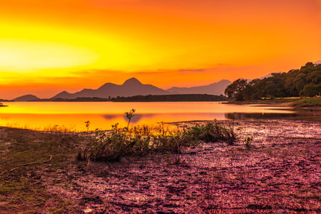 Beautiful Sunset view,at Kava Palakkad,Kerala India.Behind the Malampuzha Dam, Kava is a small village Palakkad district of Kerala state India.の写真素材