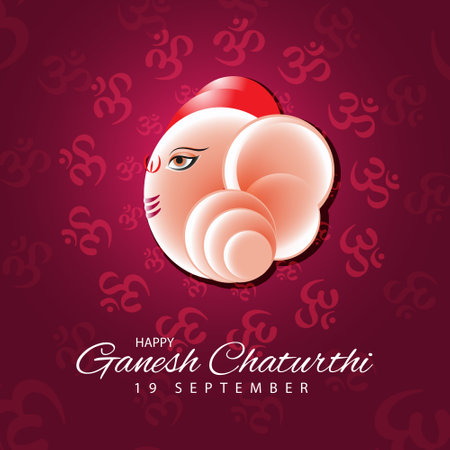 Happy Ganesh Chaturthi Indian festival posterのイラスト素材