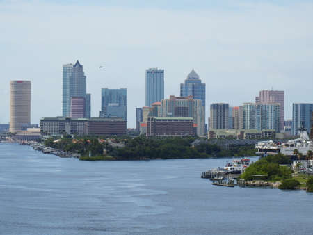 Port of Tampa, Florida, Tampa skyline on a sunny June afternoonの写真素材