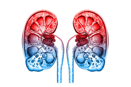 Human kidney cross section.3d render