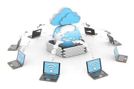 Cloud computer network. 3d renderの写真素材