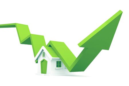 Real estate growth chart. 3d renderingの写真素材