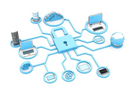 Secure network devices. 3d renderの写真素材