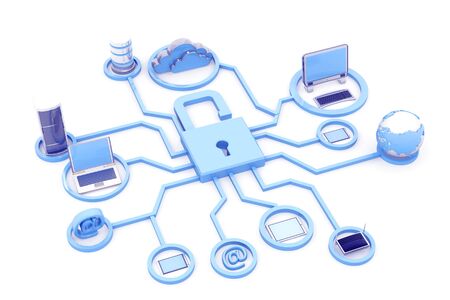 Secure network devices. 3d renderの写真素材