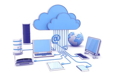 Cloud computing devices. 3d renderの写真素材