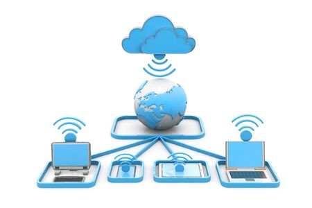 Cloud computing devices. 3d renderの写真素材