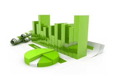 Business graph with chart. 3d renderingの写真素材