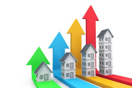 Real estate growth chart. 3d renderingの写真素材
