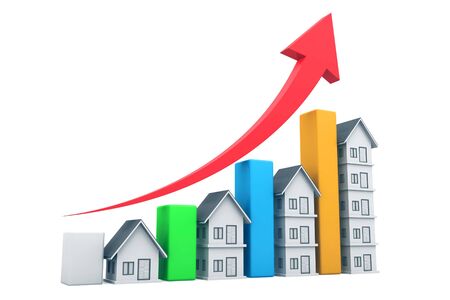 Real estate growth chart. 3d renderingの写真素材