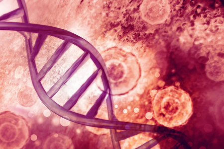 DNA cell on scientific background. 3d illustration