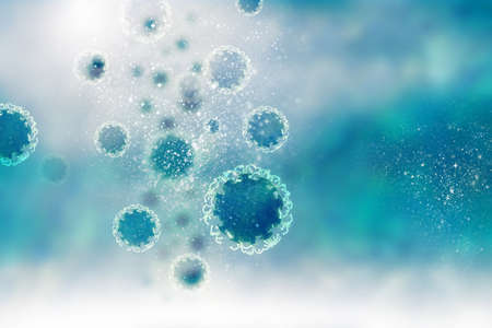 Virus cell on scientific background. 3d illustrationの写真素材