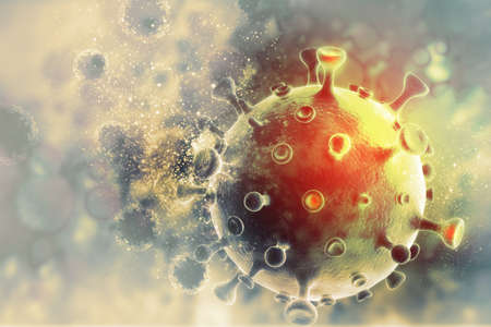 Virus cell on scientific background. 3d illustrationの写真素材