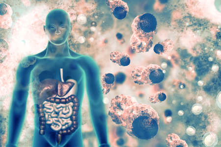 Cancer cells.3d illustrationの写真素材