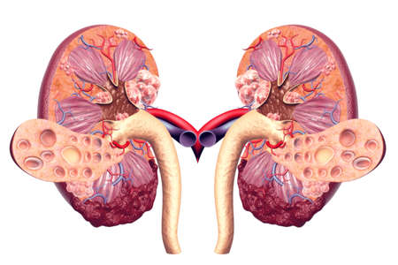 Human kidney cross sectionの写真素材
