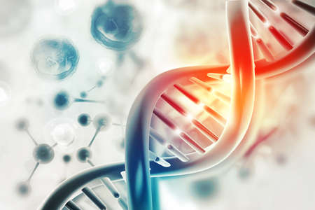 DNA cell on scientific background. 3d illustrationの写真素材