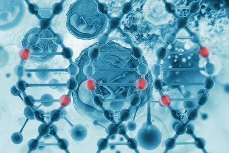 DNA cell on scientific background