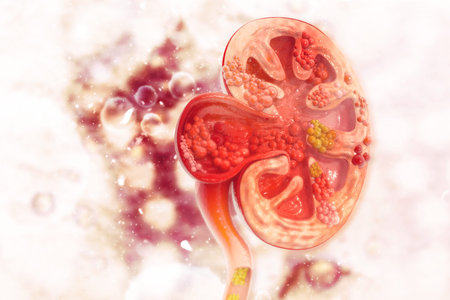 Kidney disease cross section. 3d illustration