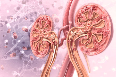 Kidney disease cross section. 3d illustration