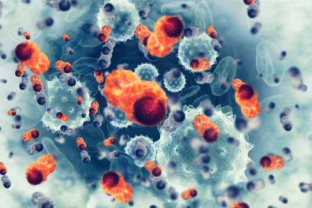 Cancer cells.3d illustrationの写真素材