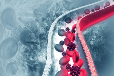 Virus in bloodstream3d illustrationの写真素材