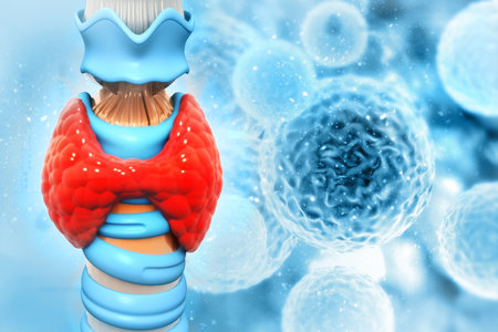 Virus infected thyroid gland. 3d illustration
