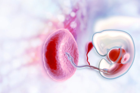 Human fetus on scientific background. 3d illustration