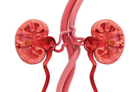 Human kidney cross section 3d render
