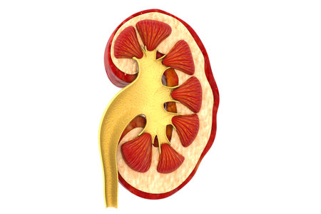 Human kidney cross section 3d render