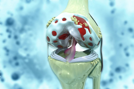 Anatomy of human knee joint.3d illustration