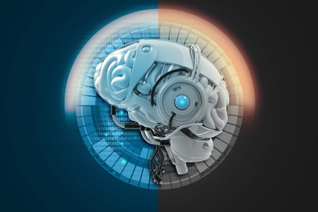 Human brain computer technology 3d illustrationの写真素材