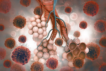 Respiratory virus infection and coronavirus outbreak. dangerous lung disease. 3d illustration