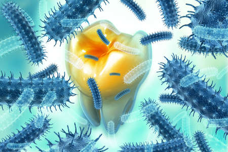 Bacteria or virus around the tooth. 3d illustrationの写真素材