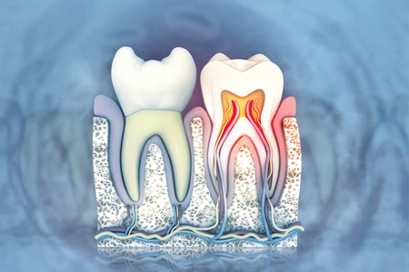 Human tooth cross section.3d illustration