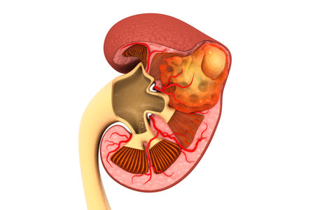 Kidney disease. Kidney cross section. 3d illustration