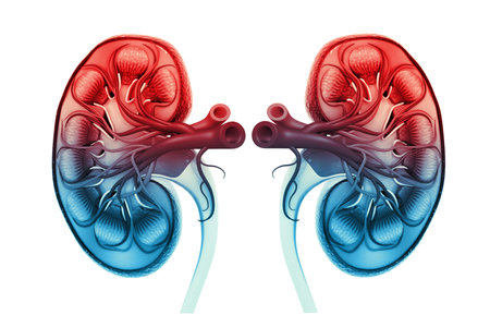 Human kidney cross section. 3d illustration