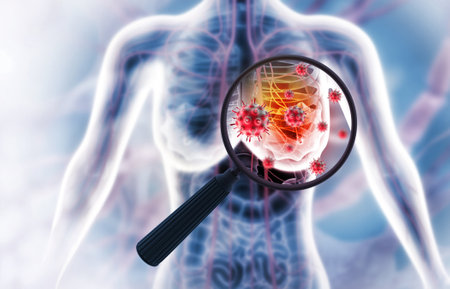 Breast cancer. Female breast anatomy. 3d illustrationの写真素材