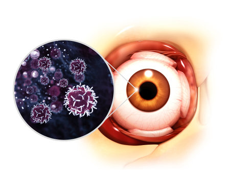 Eye cancer, eye disease, ophthalmology or optician medical diagnosis concept, 3d illustrationの写真素材