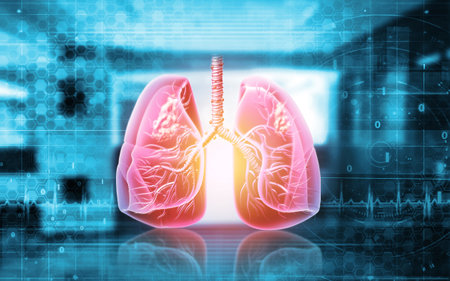 Medical Illustration showing lung cancer or bronchial carcinoma. 3d illustrationの写真素材