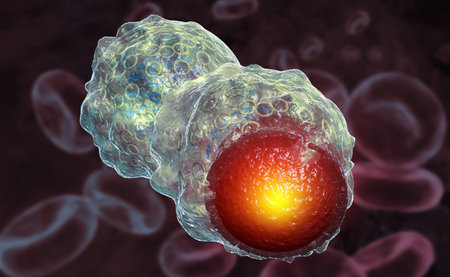 Cancer cells or T cell, Structure of cancer cells, 3d illustration