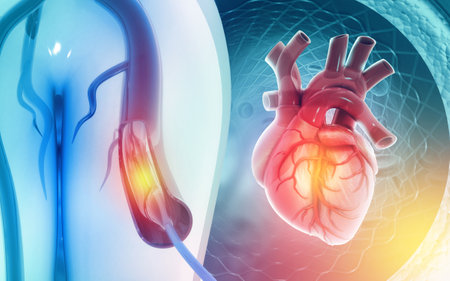 Balloon angioplasty procedure with stent in vein. 3d illustrationの写真素材