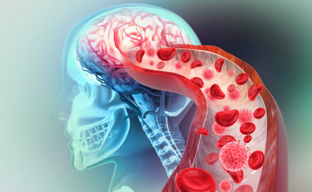 Atherosclerosis Stroke. A blood clot in the vessels of the human brain. 3d illustrationの写真素材