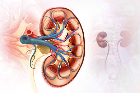 human kidney cross-section, Medically accurate 3d illustration