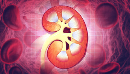 Human kidney cross section. 3d illustrationの写真素材