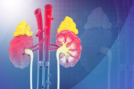 kidney disease on scientific background. 3d illustration