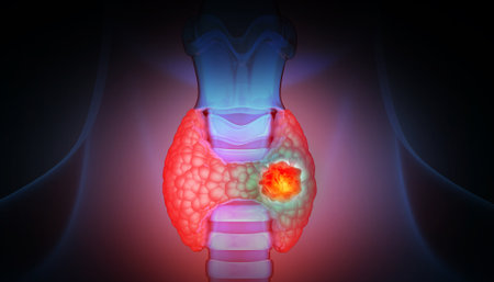 Thyroid gland cancer. showing thyroid gland with tumor. 3d illustrationの写真素材