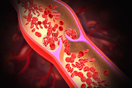 Blood cells flowing through a Vein or Artery. 3d illustration