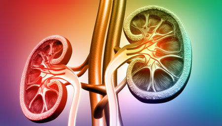 human kidneys cross-section, Medically accurate 3d illustration